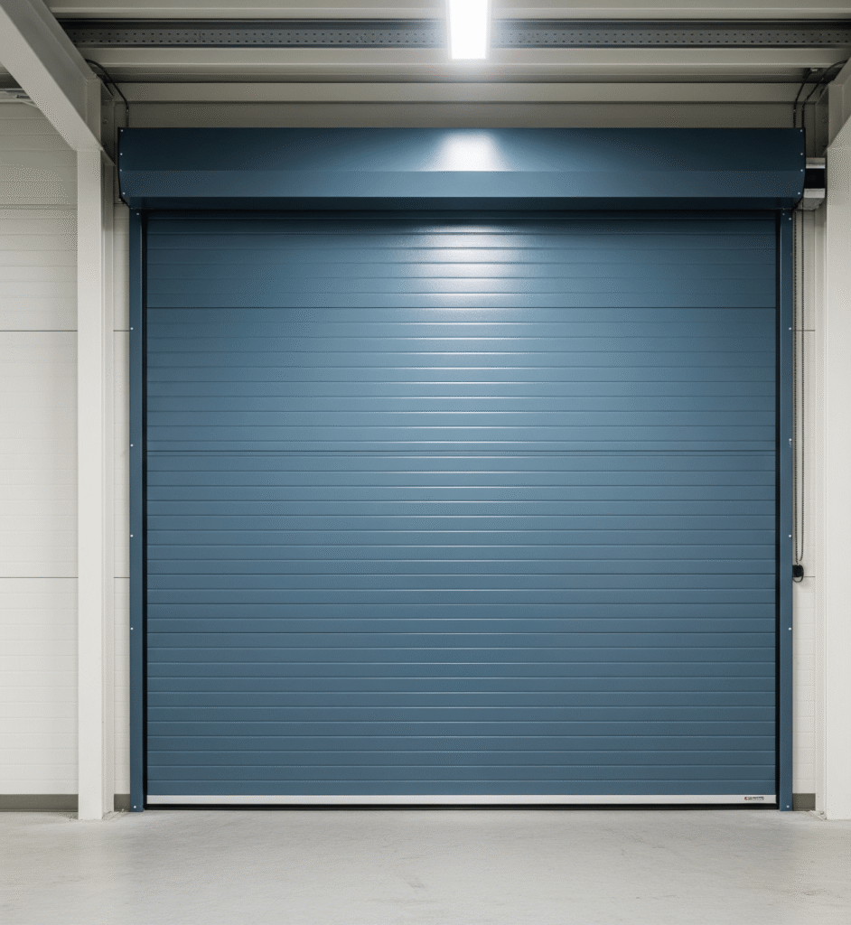 Commercial garage door blue Commercial Garage door